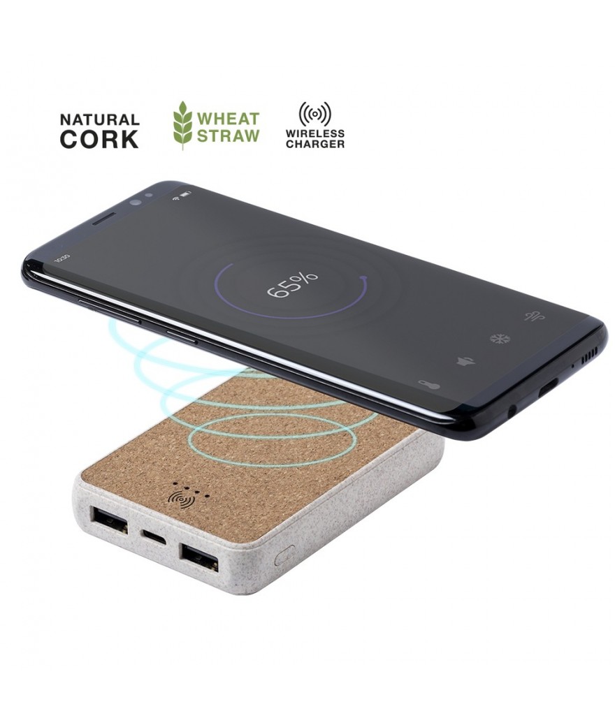 Batterie externe à induction 2 sorties USB liège 5000 mAh