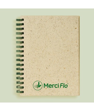 Carnet a5 à spirale métallique en papier d'herbe