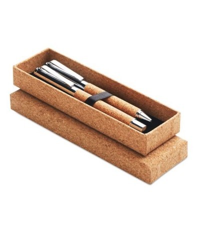 Stylo bille et roller en liège & métal