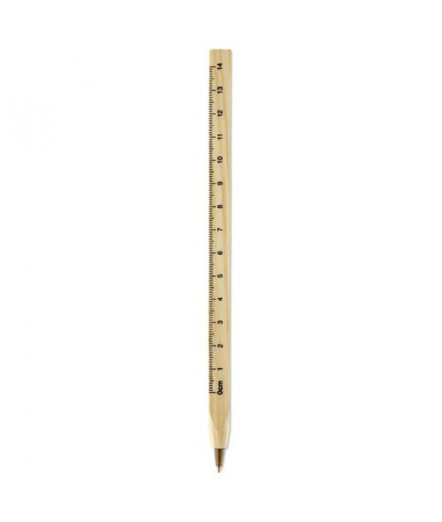 Stylo bille - règle en bois