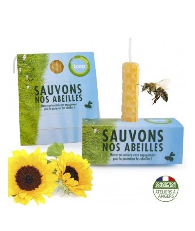 Bougie cire d'abeille avec chandelier