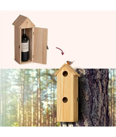 Coffret bouteille transformable en nichoir à oiseaux