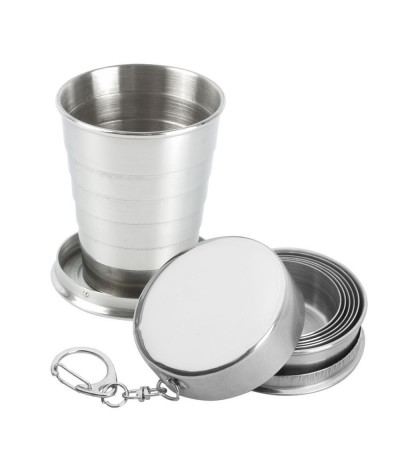 Verre de poche pliable acier inoxydable