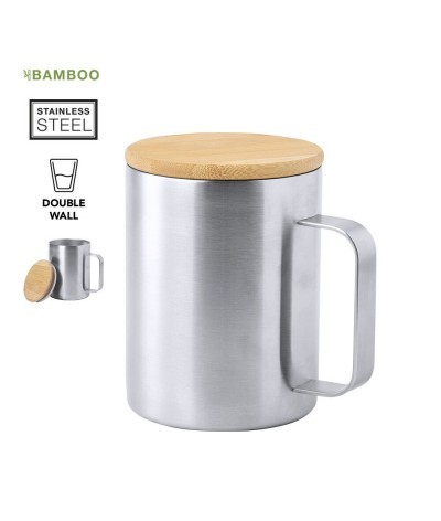 Mug isotherme acier et bambou 350 ml